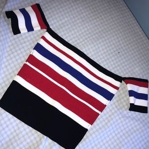 Striped off the shoulder crop top
